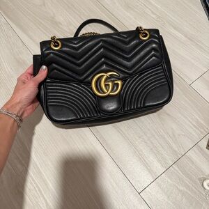 Double G Black Quilted Leather Crossbody